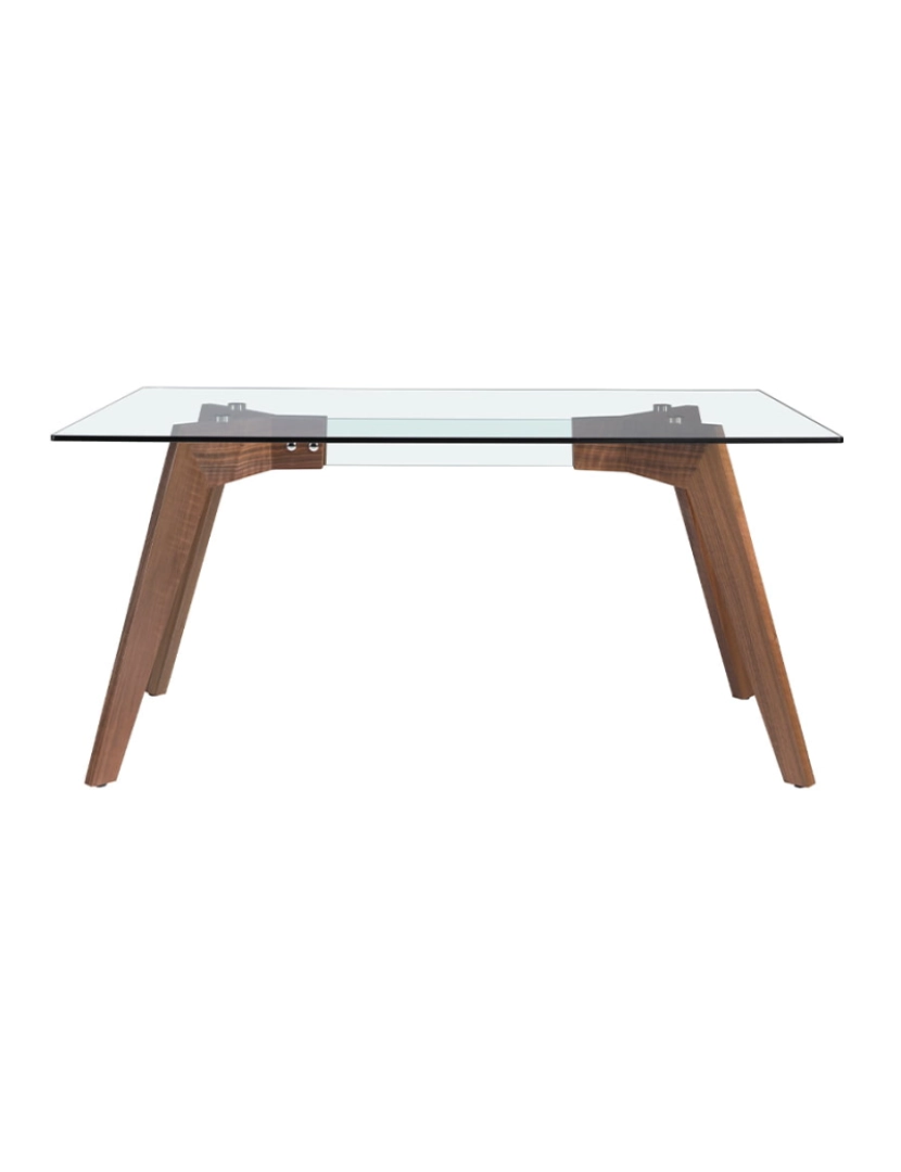 imagem de Mesa de jantar com tampo fixo em vidro temperado, estrutura em aço inoxidável 1031 Angel Cerda2