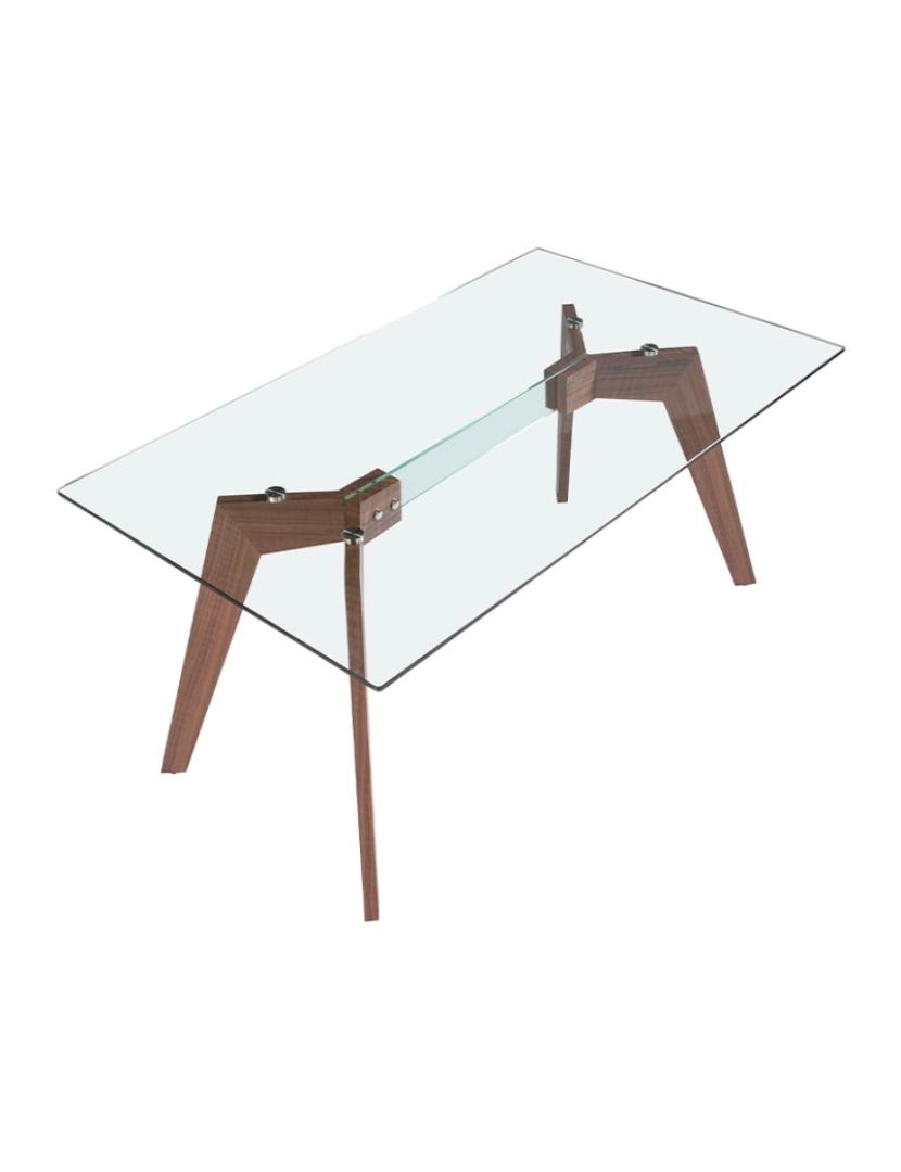 imagem de Mesa de jantar com tampo fixo em vidro temperado, estrutura em aço inoxidável 1031 Angel Cerda7