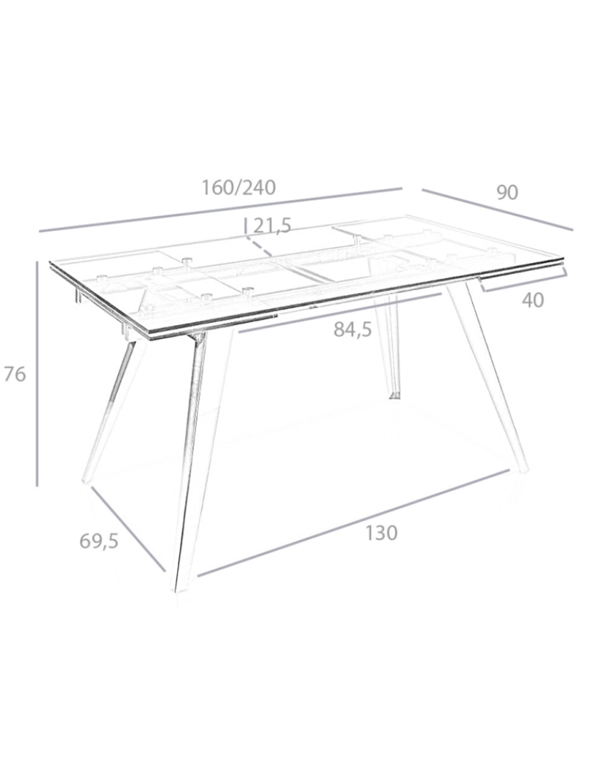 imagem de Mesa de jantar extensível com tampo em vidro temperado 1005 Angel Cerda5