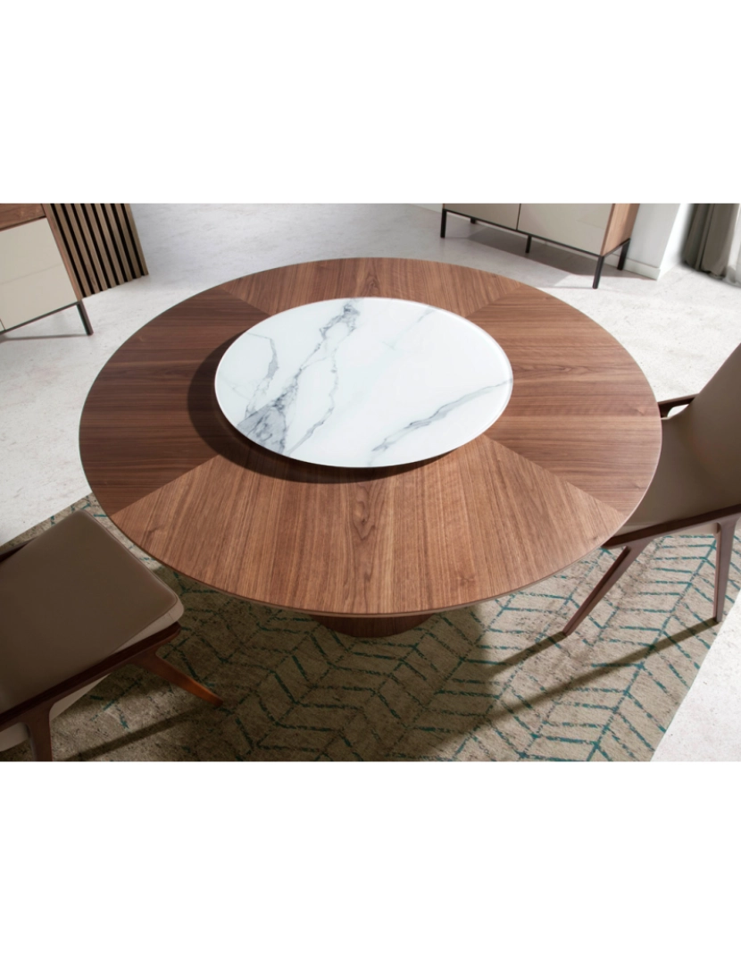 imagem de Mesa de jantar fixa redonda com centro giratório em grés porcelânico 1016 Angel Cerda4