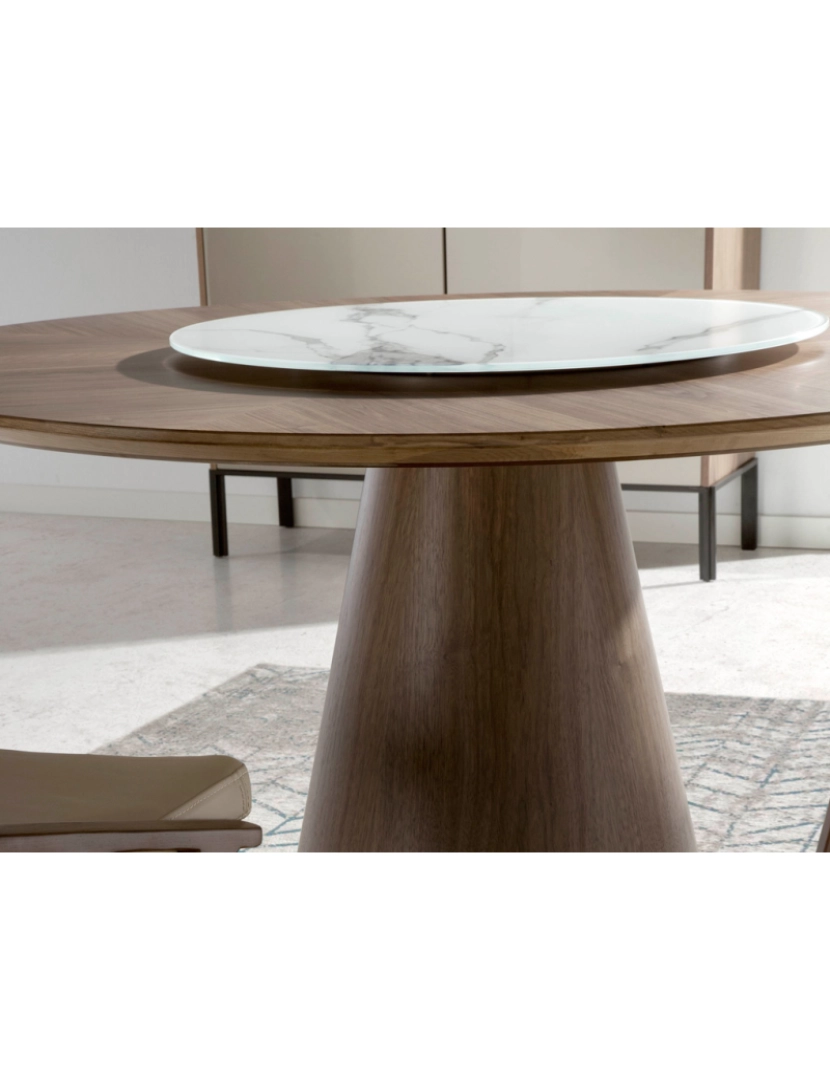 imagem de Mesa de jantar fixa redonda com centro giratório em grés porcelânico 1016 Angel Cerda6