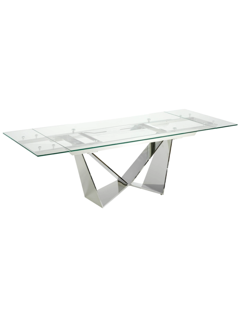 imagem de Mesa de jantar rectangular extensível com tampo em vidro temperado 1027 Angel Cerda1