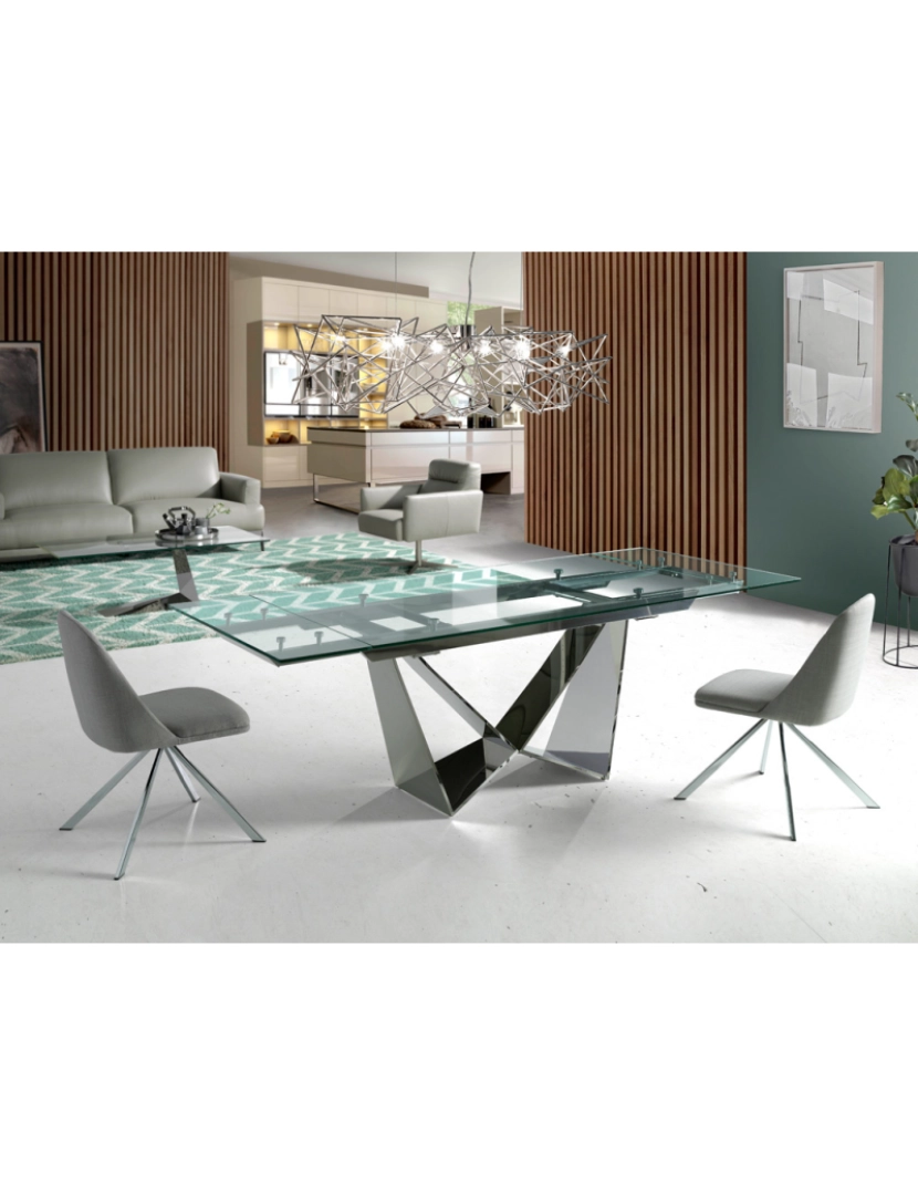 imagem de Mesa de jantar rectangular extensível com tampo em vidro temperado 1027 Angel Cerda3