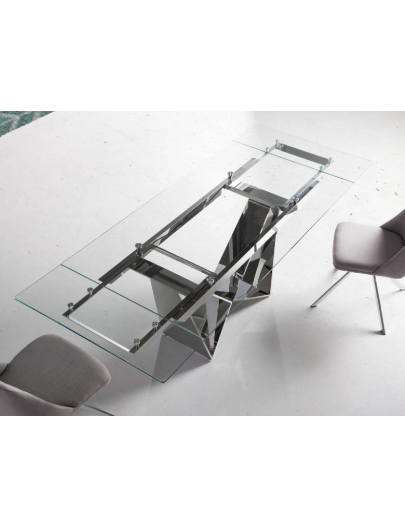 imagem de Mesa de jantar rectangular extensível com tampo em vidro temperado 1027 Angel Cerda4