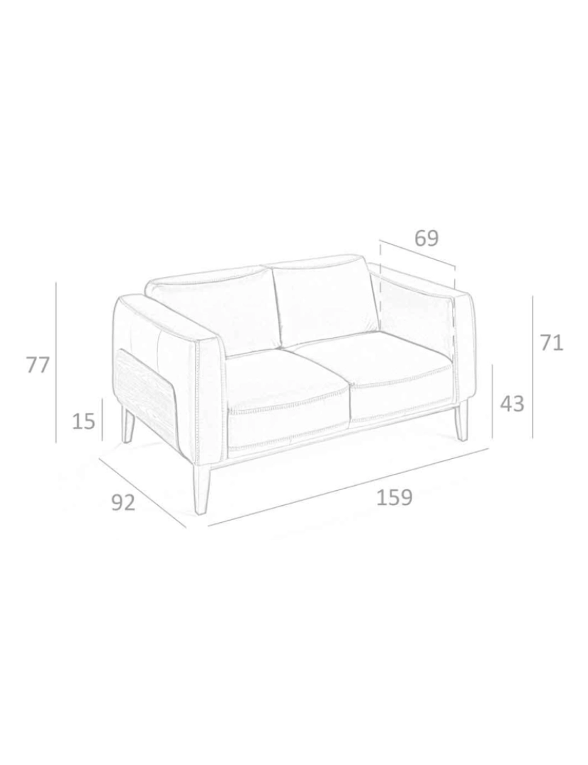 imagem de Sofá de 2 lugares estofado em couro de vaca com estrutura interna em madeira de pinho natural 6028 Angel Cerda5