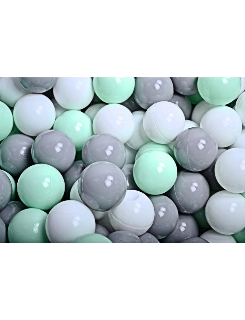 imagem de Piscina de bolas de algodão cinza claro: Branco/Cinza/Menta Alt.30cm2