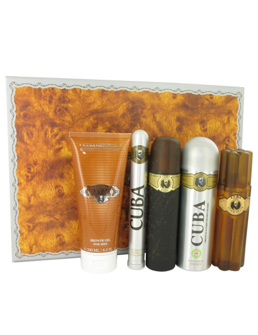 imagem de Conjunto de presentes Cuba Gold by Fragluxe -- 3.3 Oz Eau De Toilette Spray + 3.3 Oz After Shave Spray + 6.7 Oz Body Deodorant Spray + 6.7 Oz Shower Gel + 1.17 Oz Edt Spray (Men)1