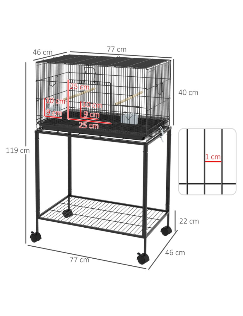 imagem de Gaiola para Pássaros 77x46x119cm cor preto D10-094V01BK3