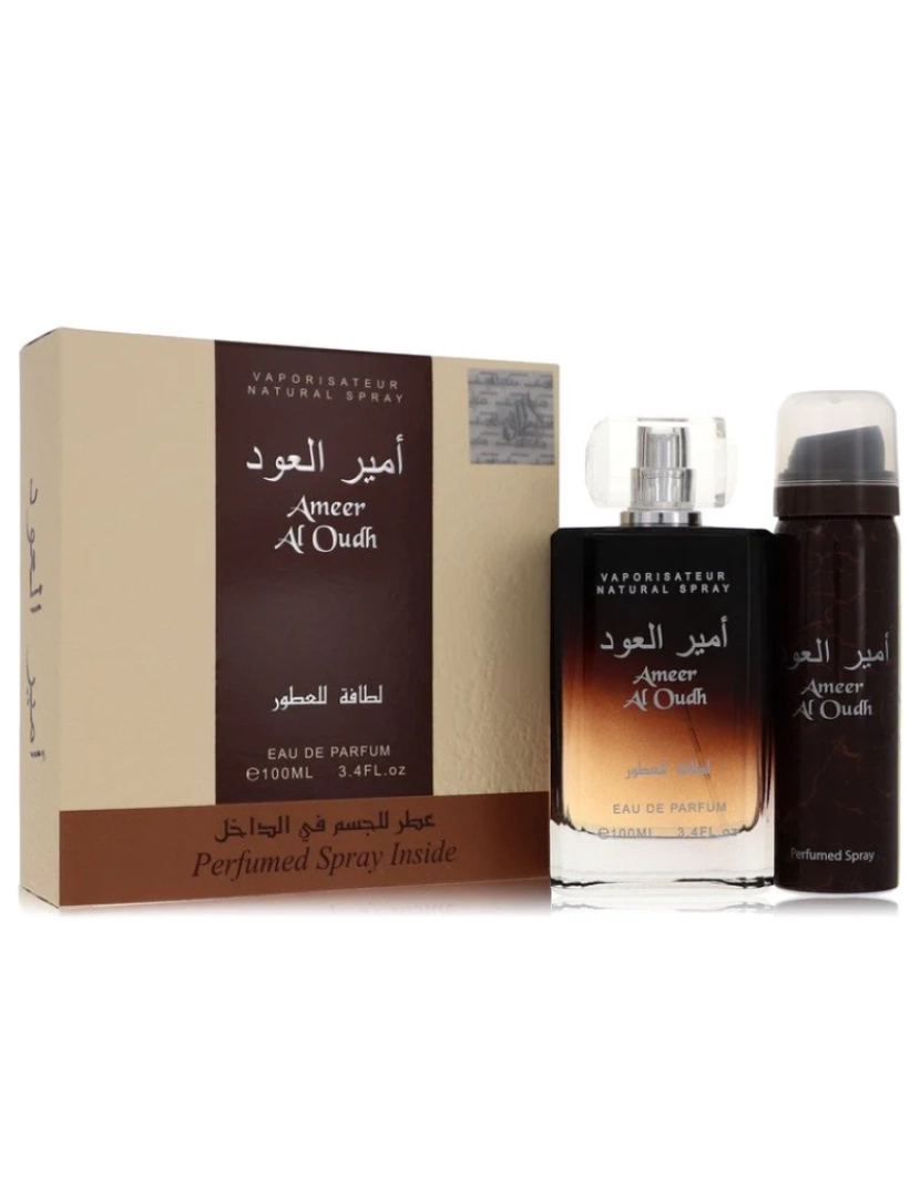 Lattafa - Ameer Al Oudh By Lattafa Gift Set -- 3.4 Oz Eau De Parfum Spray + 1.7 Oz Perfumed Spray (Men)