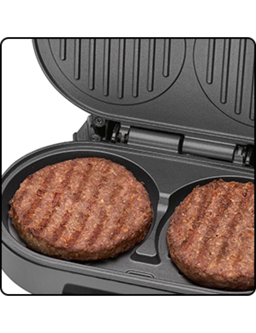 imagem de Grelhador para Burger Grill, 2 Superfícies de CozeduraAço Inoxidável Clatronic HBM 3696, Prata10