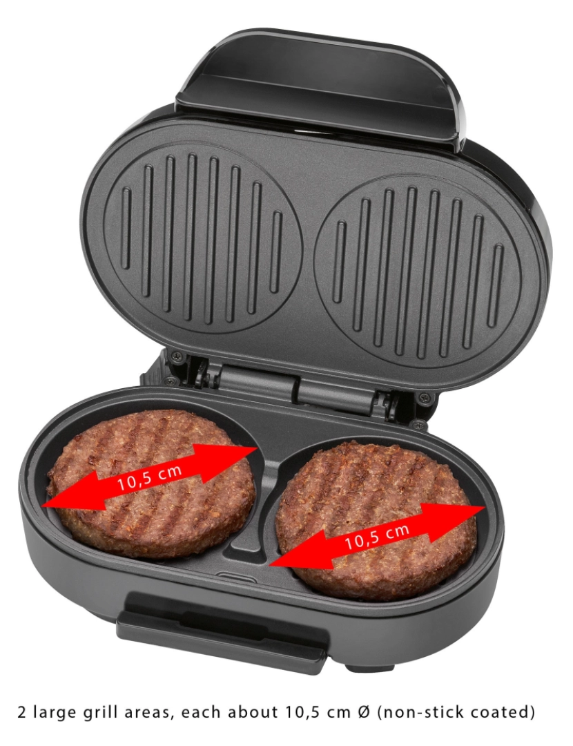 imagem de Grelhador para Burger Grill, 2 Superfícies de CozeduraAço Inoxidável Clatronic HBM 3696, Prata3