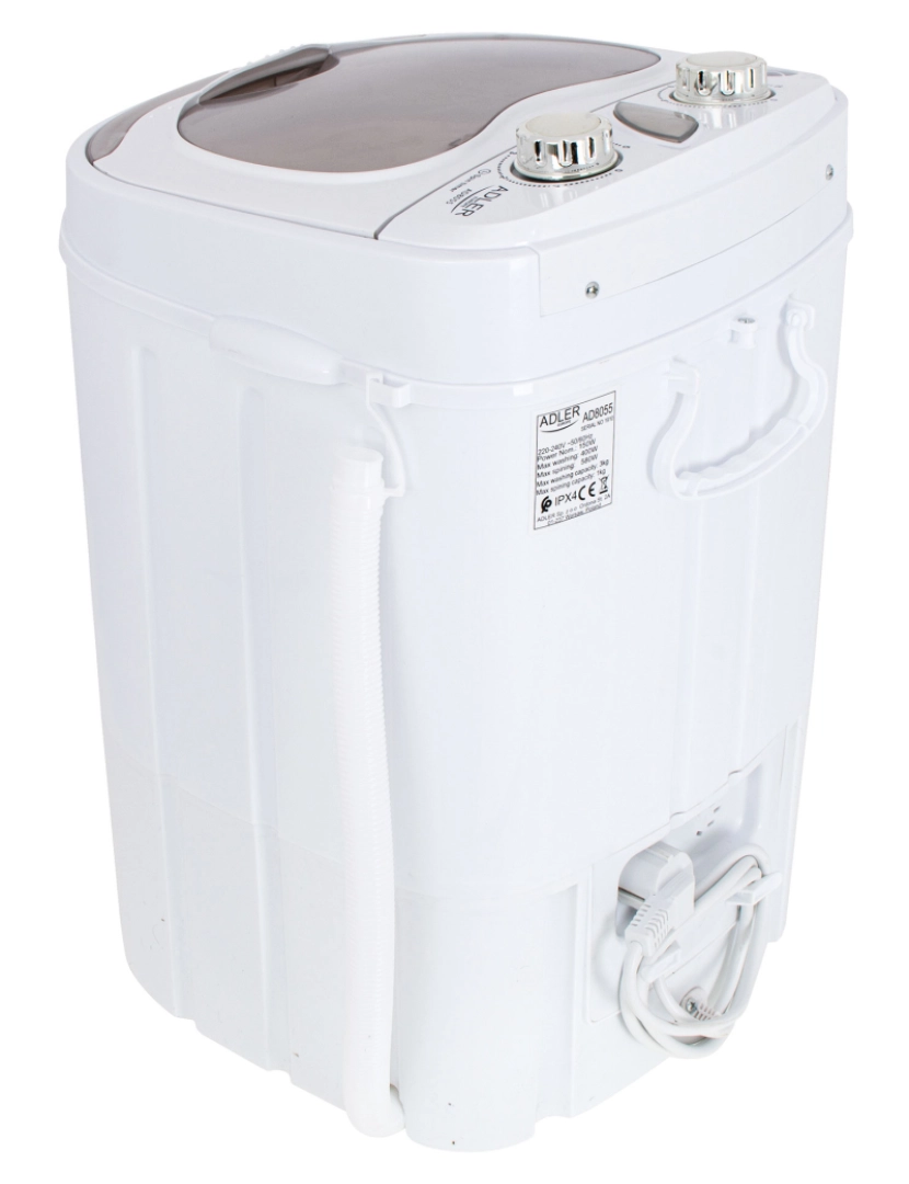 imagem de Máquina de lavar Roupa 3Kg Mini, 1Kg Centrifugada, Perfeita para Campismo, Caravanas e Autocaravanas Adler AD 8055, Branco7