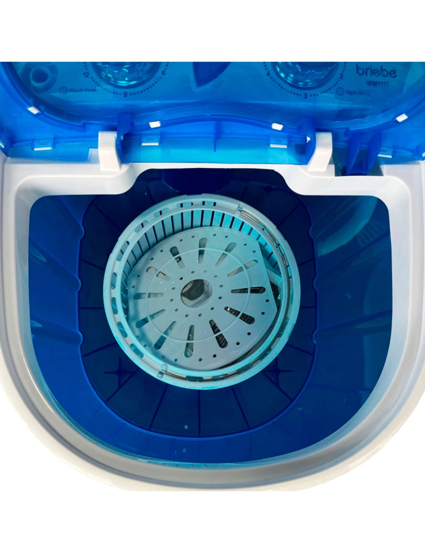 imagem de Mini Máquina de Lavar Roupa Portátil com Centrifugadora, Ideal para Campismo Capacidade 3Kg Briebe WM1111, Branco7