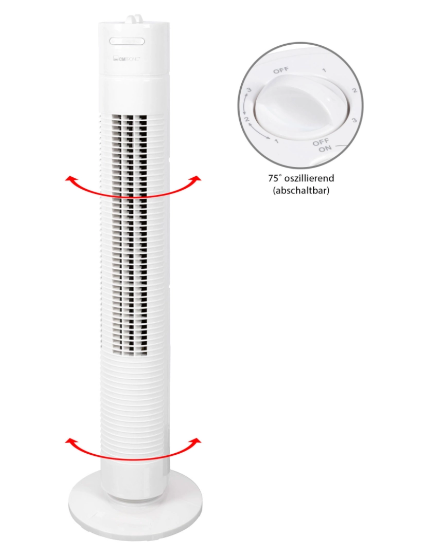 imagem de Ventilador Torre, Silencioso, Temporizador, Oscilante, 3 Velocidades, 78cm Clatronic TVL 3770W, Branco10