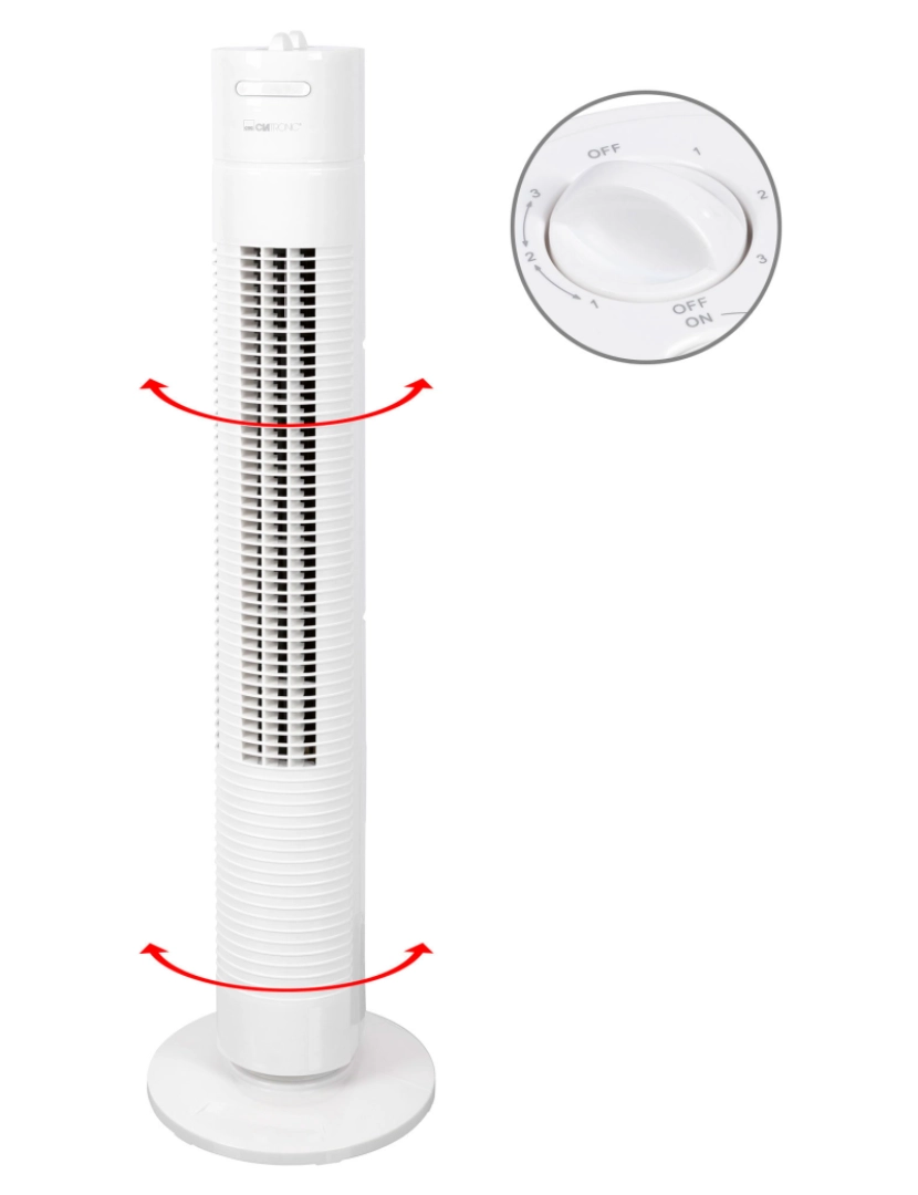 imagem de Ventilador Torre, Silencioso, Temporizador, Oscilante, 3 Velocidades, 78cm Clatronic TVL 3770W, Branco5