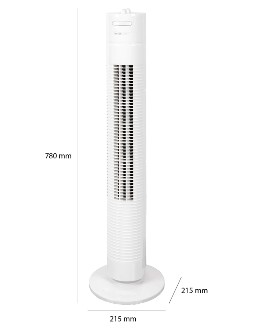 imagem de Ventilador Torre, Silencioso, Temporizador, Oscilante, 3 Velocidades, 78cm Clatronic TVL 3770W, Branco6