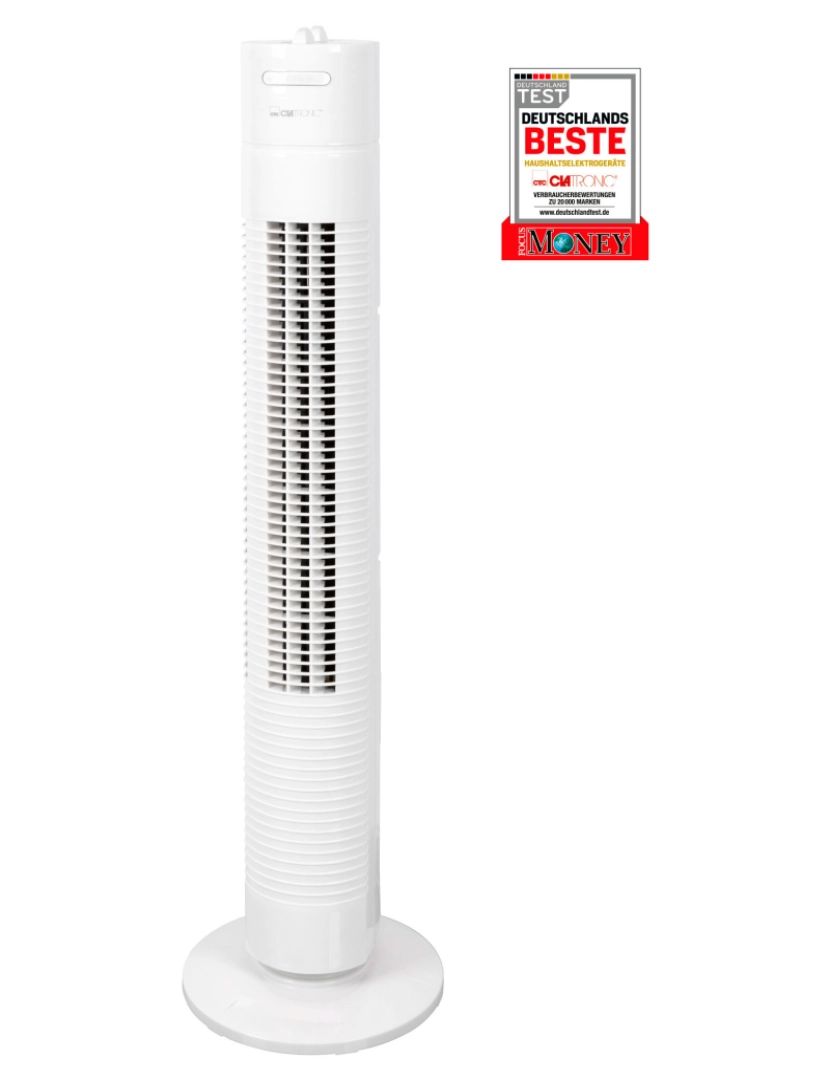 imagem de Ventilador Torre, Silencioso, Temporizador, Oscilante, 3 Velocidades, 78cm Clatronic TVL 3770W, Branco8