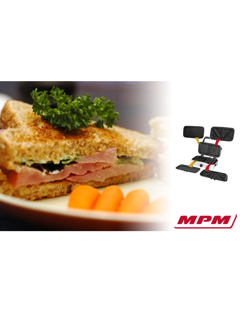 imagem de Sanduicheira, Grelhador, Máquina de Waffles, 3 em 1, Placas Antiaderentes Intercambiáveis MPM MOP-33M, Preto5