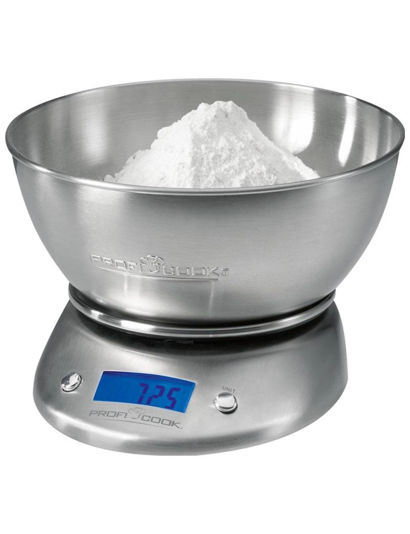 Proficook - Balança de Cozinha Digital Taça 2 L Função de Tara Aço Inox Proficook KW 1040, Prata