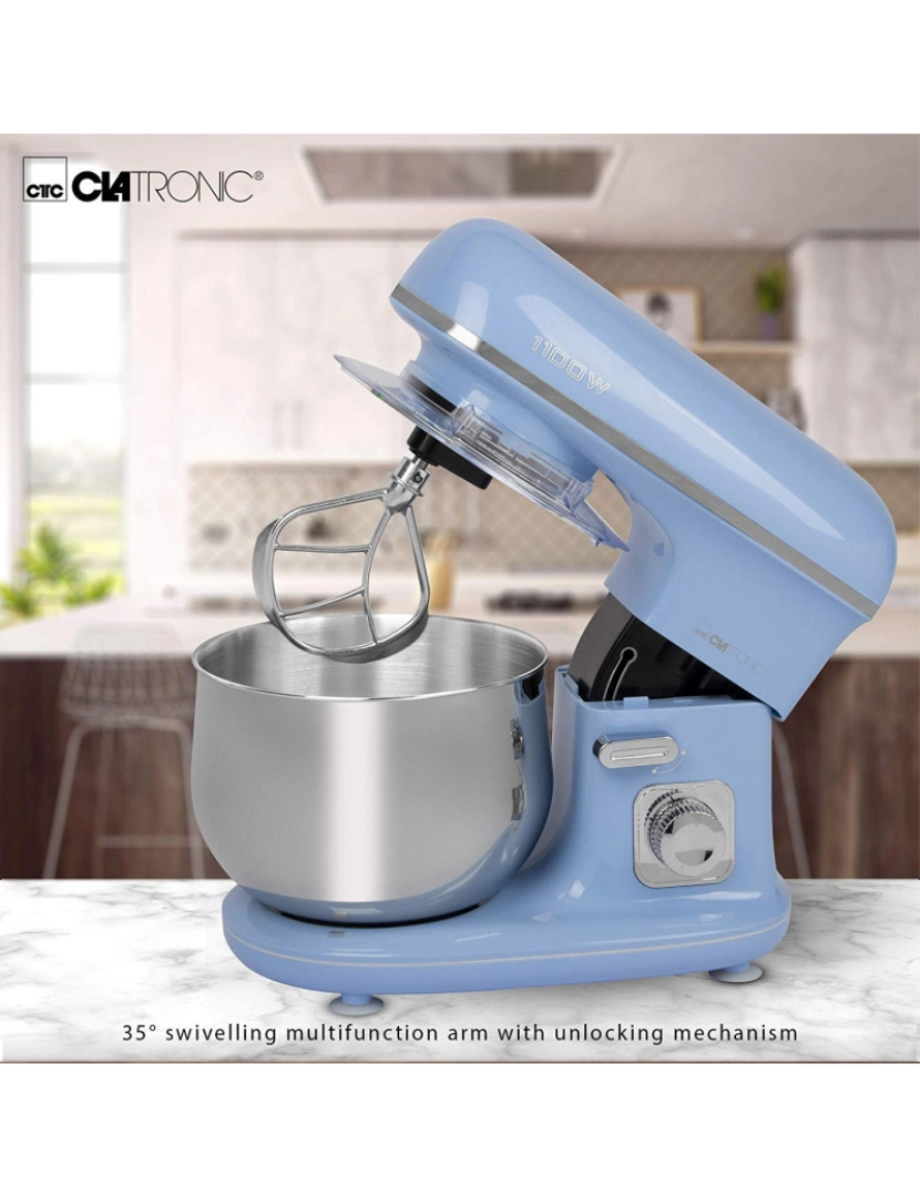 imagem de Batedeira Planetaria Vintage Robot de Cozinha, 5L, Velocidade Variável, Acessórios Bomann KM 6030 B, Azul5