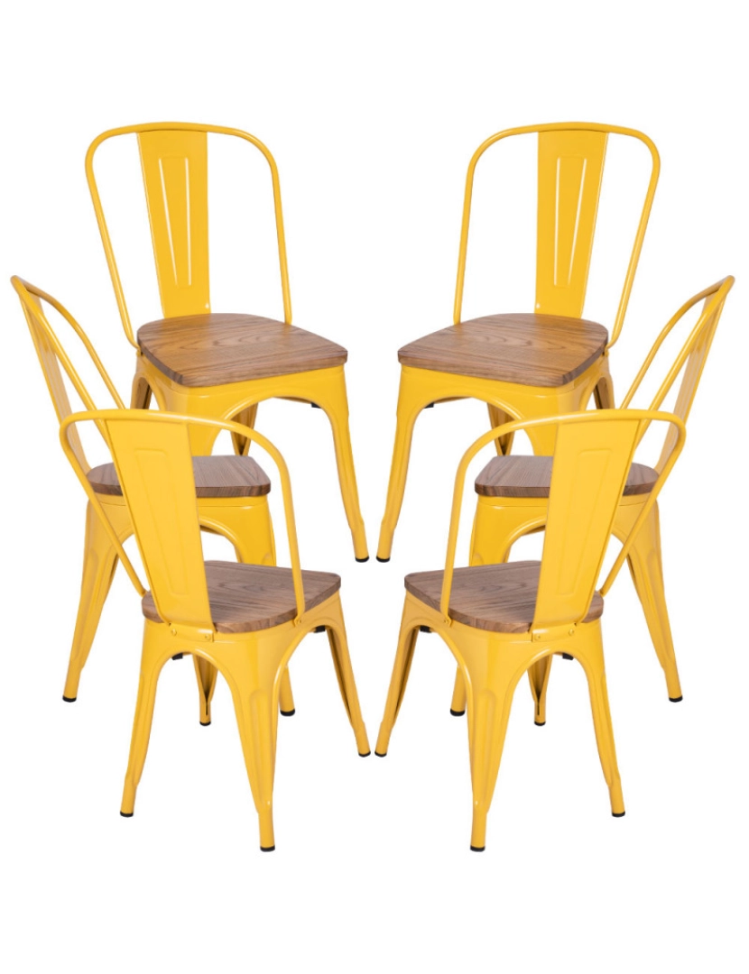 Presentes Miguel - Pack 6 Cadeiras Torix Madeira Natural - Amarelo