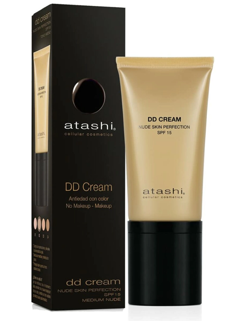 Atashi - Proteção solar com cor Atashi Celullar cosmético Spf 15 Dd Creme 50 Ml Médio