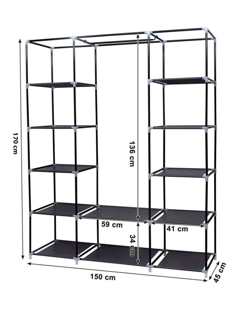 imagem de Guarda-roupa Tecido Nyana Home 170x150x45cm, 3 portas, 11 furos, 1 guarda-roupa3