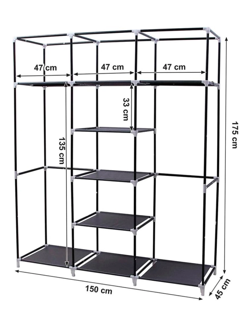 imagem de Guarda-roupa Tecido Nyana Home 170x150x45cm, 3 portas, 7 furos, 1 guarda-roupa3