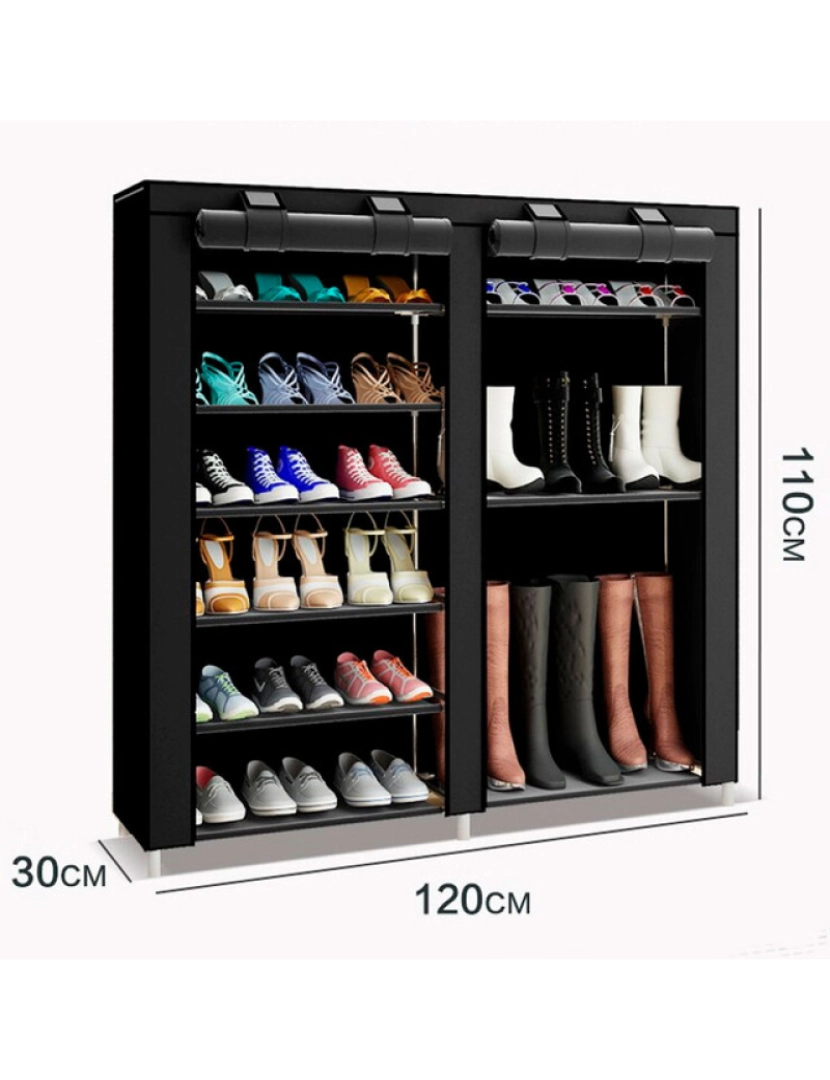 imagem de Sapateira de Tecido para Sapatos e Botas com Portas Zip 110x120x30 cm2