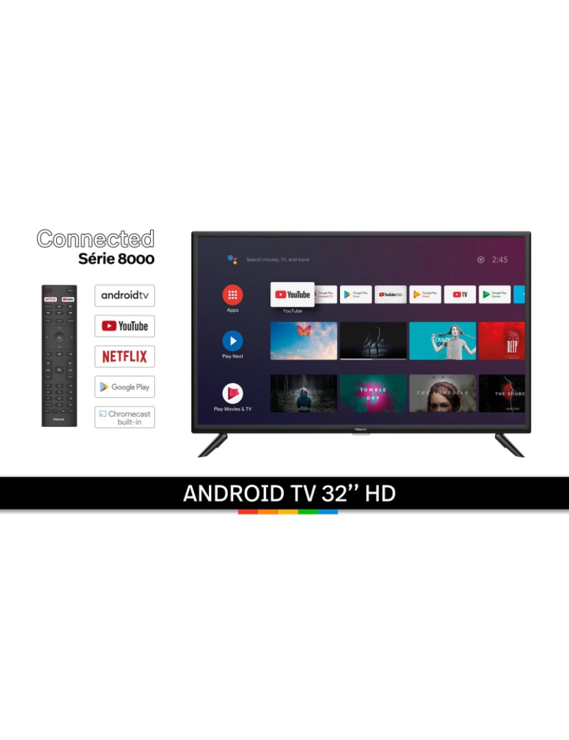 imagem de POLAROID - Televisor LED ANDROID - 80 cm (32") - HD - WiFi - Bluetooth 5.0 - Netflix - YouTube - 3x HDMI - 2x USB5