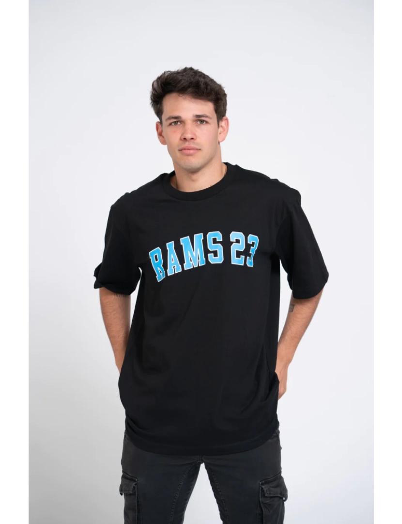 Rams 23 - Sobredimensionar camiseta preta com Blue University