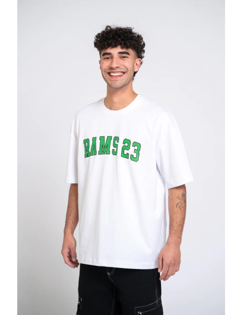 Rams 23 - Oversize camiseta branca impressa Universidade Branco Verde