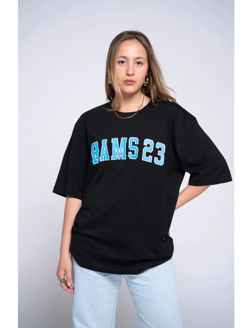 Rams 23 - Sobredimensionar camiseta preta com Blue University