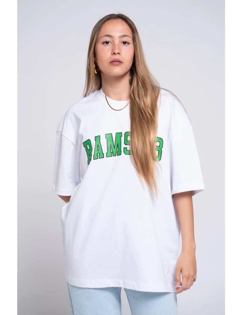 Rams 23 - Oversize camiseta branca impressa Universidade Branco Verde