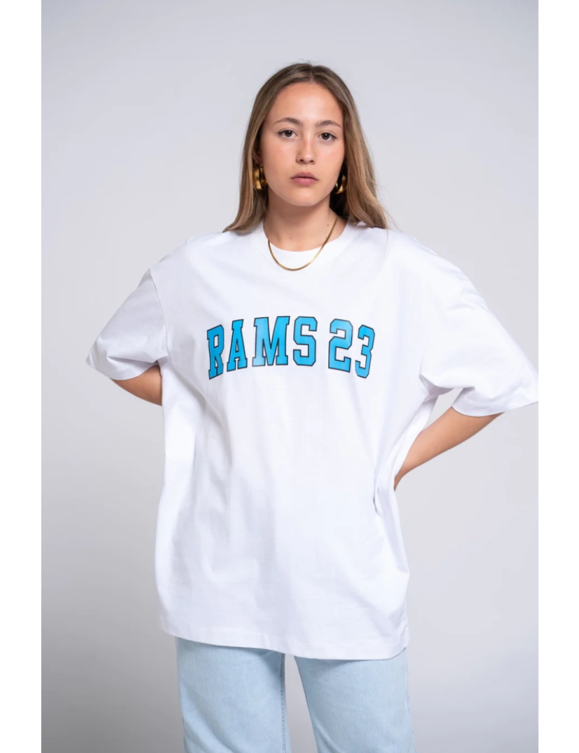 Rams 23 - Oversize camiseta branca impressa Universidade Branco