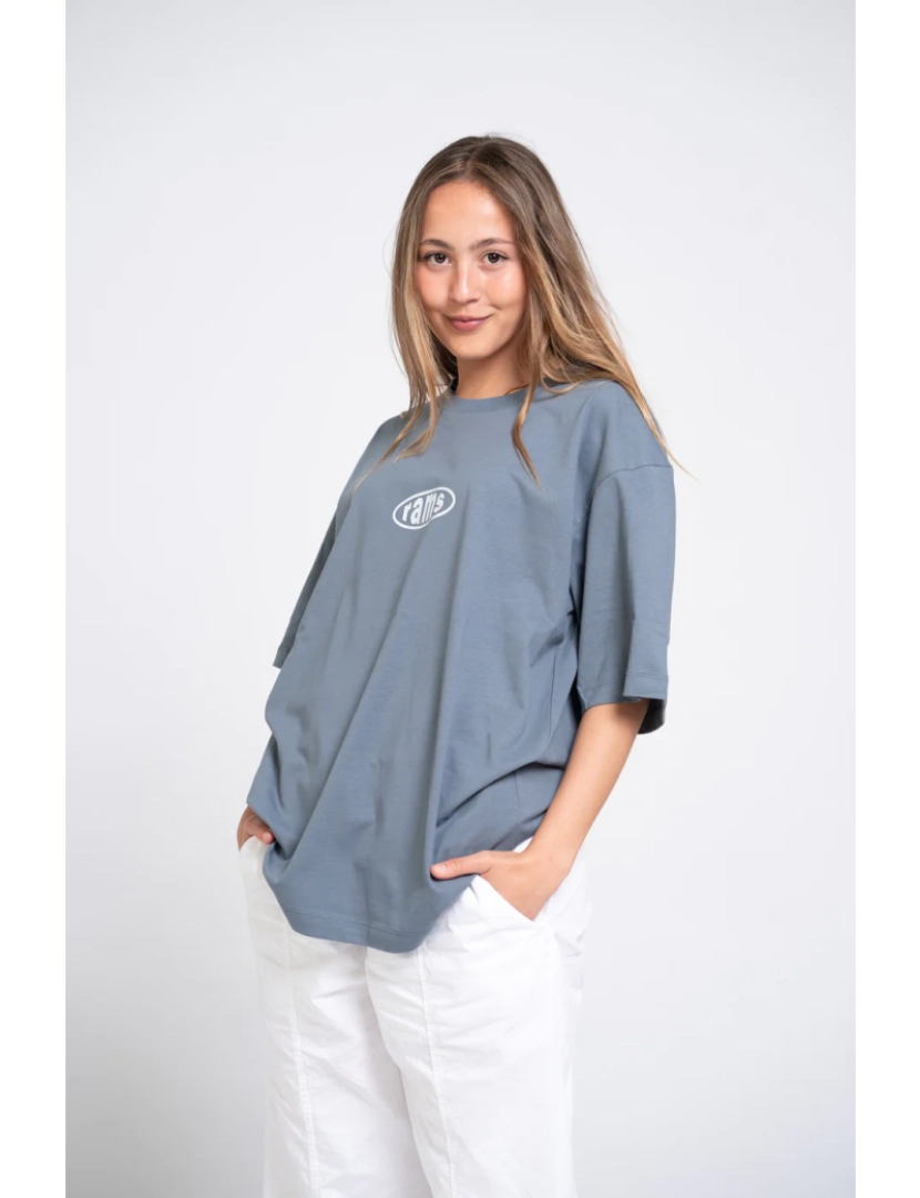 Rams 23 - Impressão circular de camisa azul Oversize