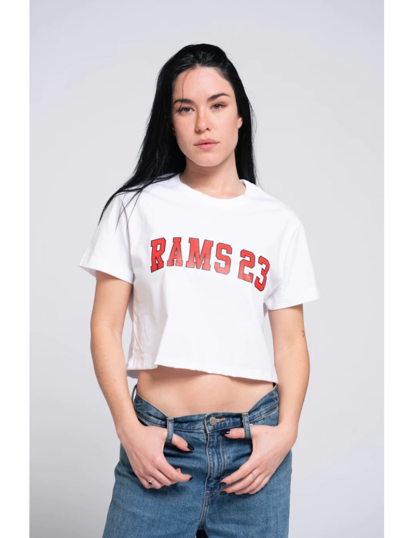 Rams 23 - T-shirt branca impresso Universidade Branco Vermelho