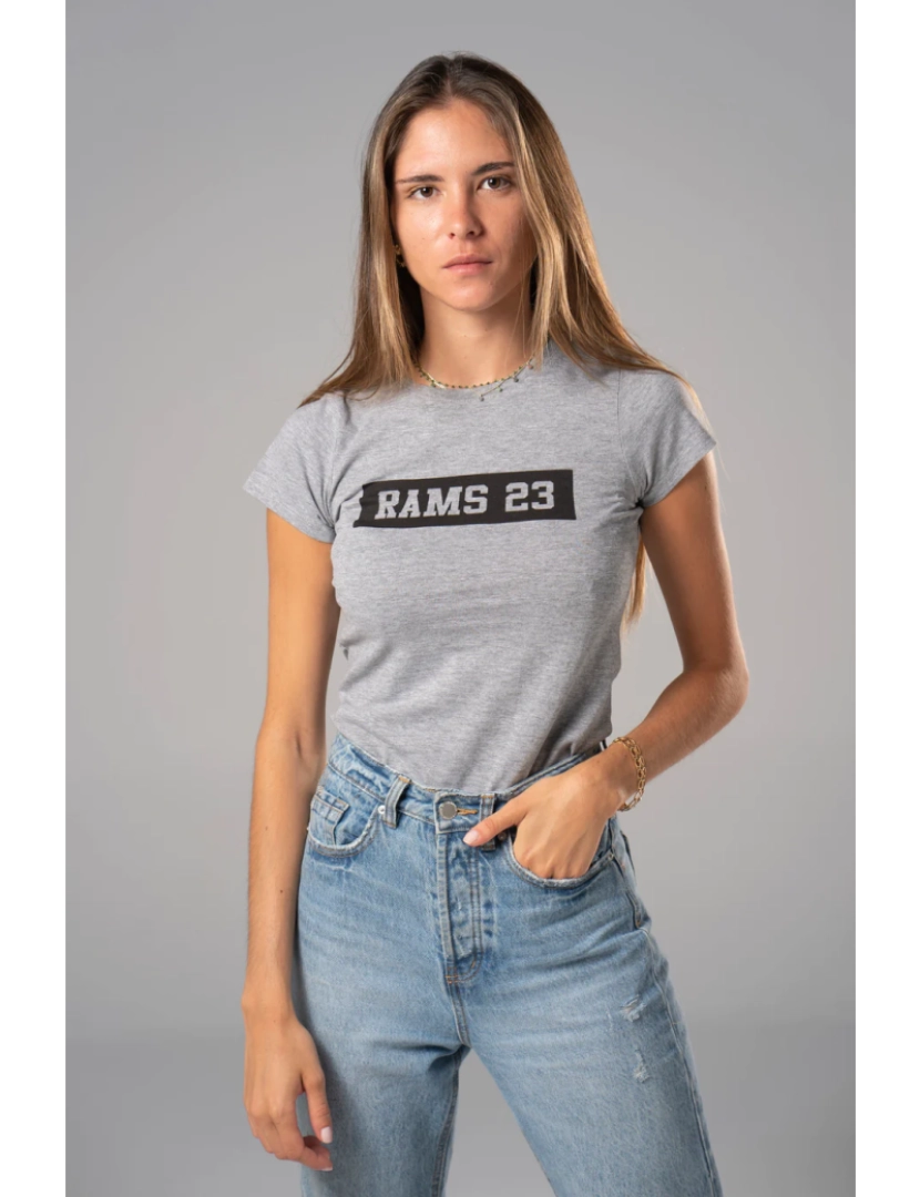 Rams 23 - Impressão retangular de t-shirt cinza longa