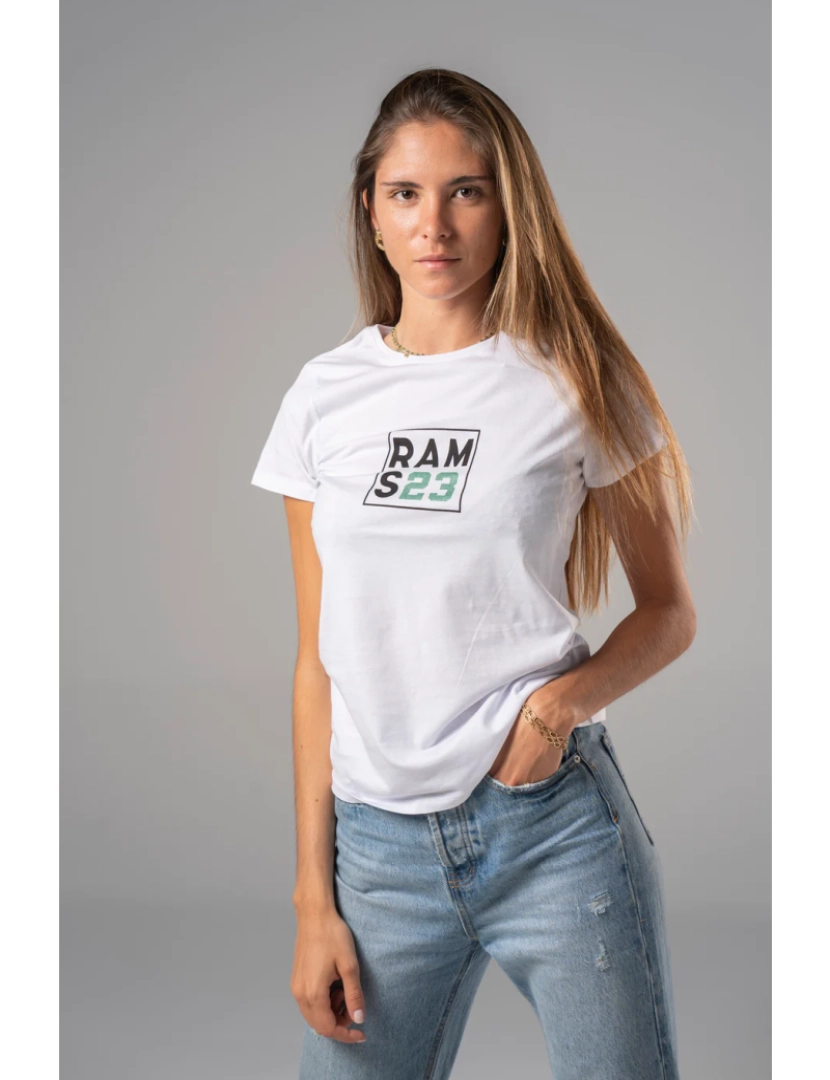 Rams 23 - T-shirt de quadrado impresso branco longo