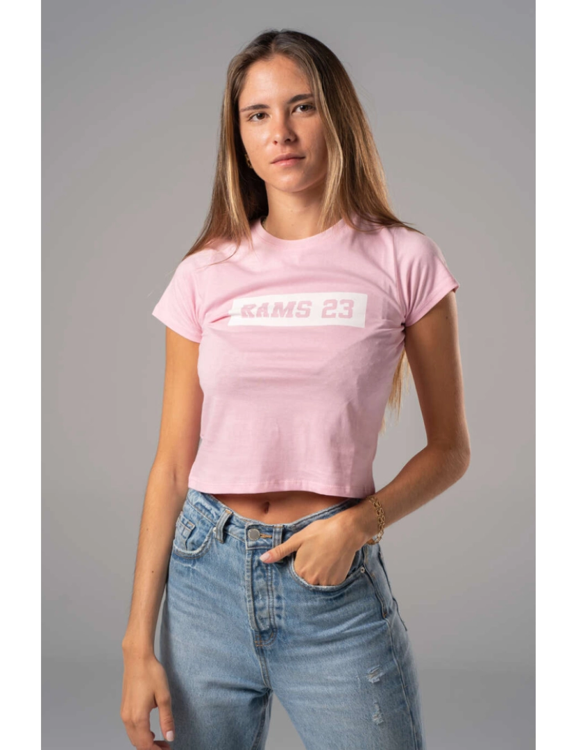 Rams 23 - T-shirt rosa com impressão branca clássica