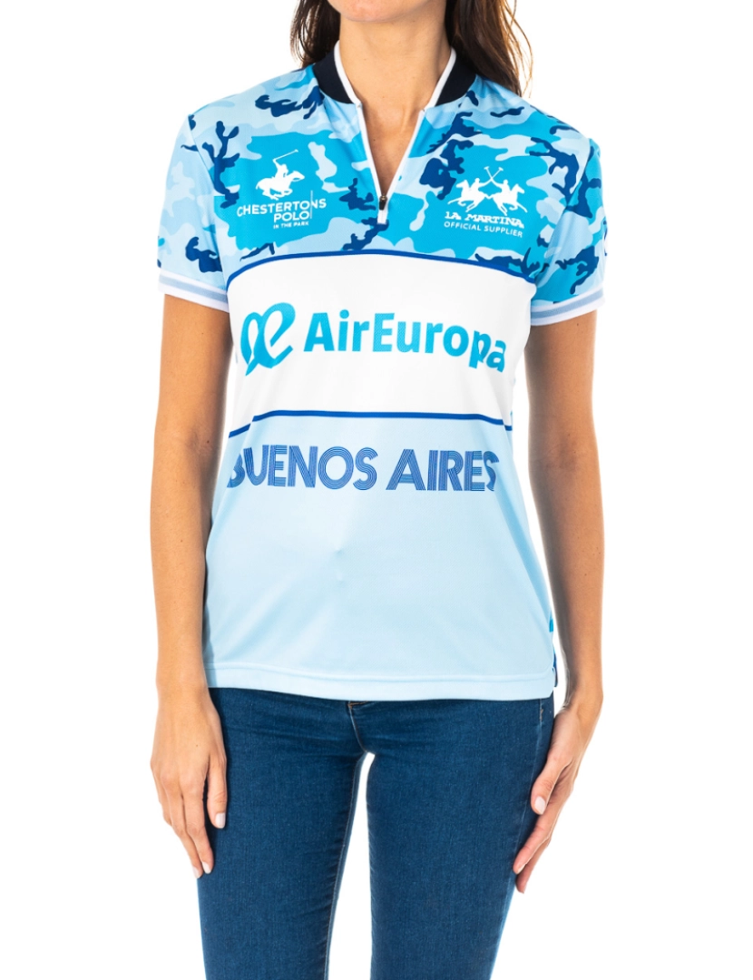 La Martina - Pólo Senhora Branco-azul camuflagem