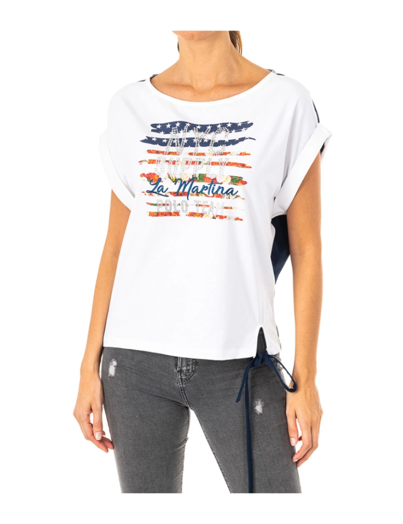 La Martina - T-Shirt Senhora Branco-azul Marinho