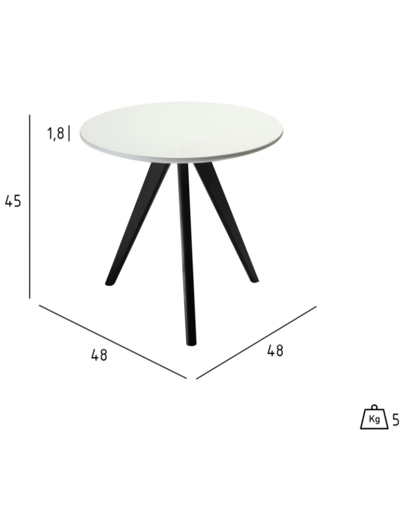 imagem de Mesa Apoio Life ø48 cm Branco/Preto7