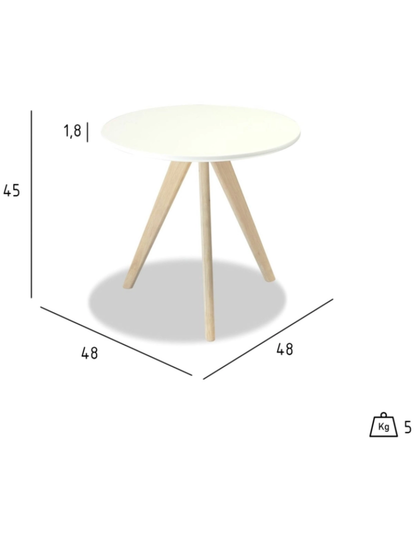 imagem de Mesa Apoio Life ø48 cm Branco/Natural8