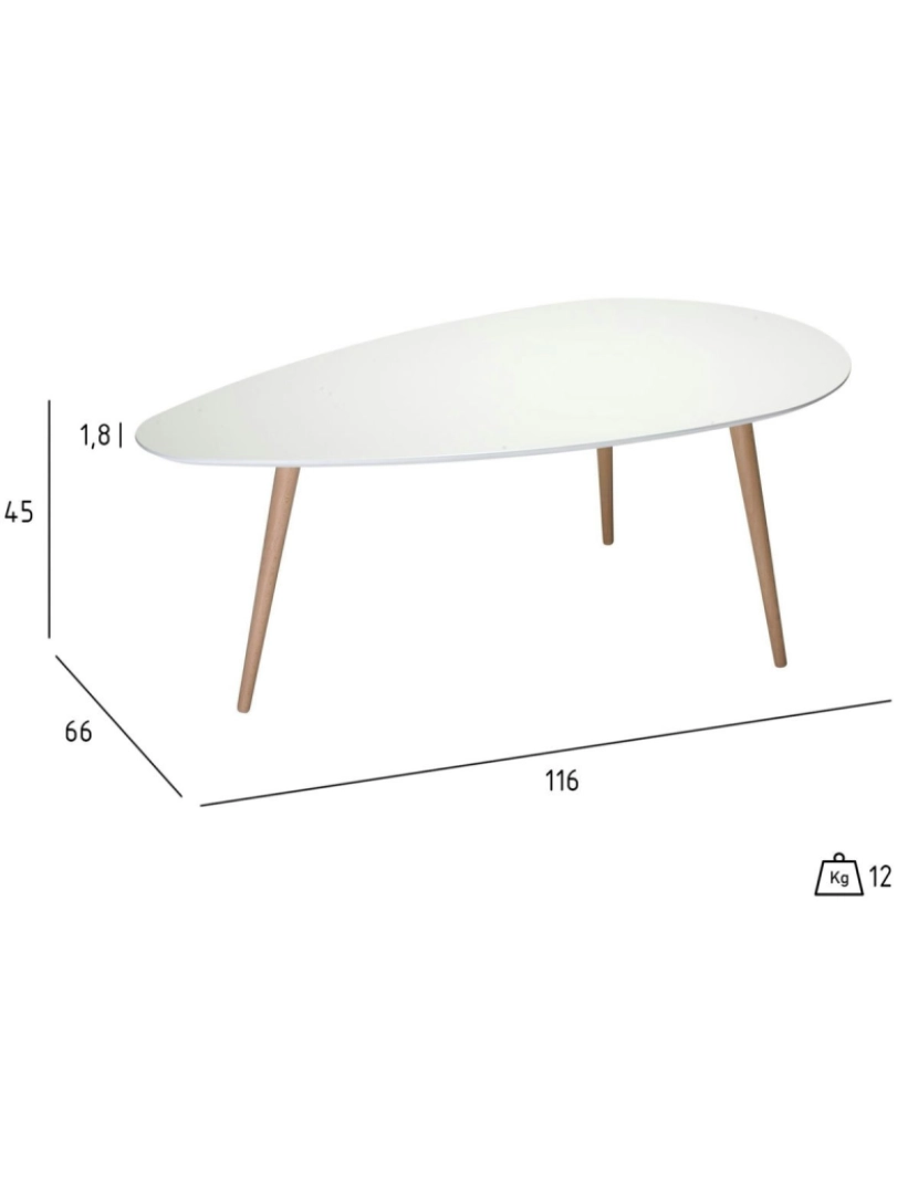 imagem de Mesa Centro Fly Oval 116x66 cm Branco5