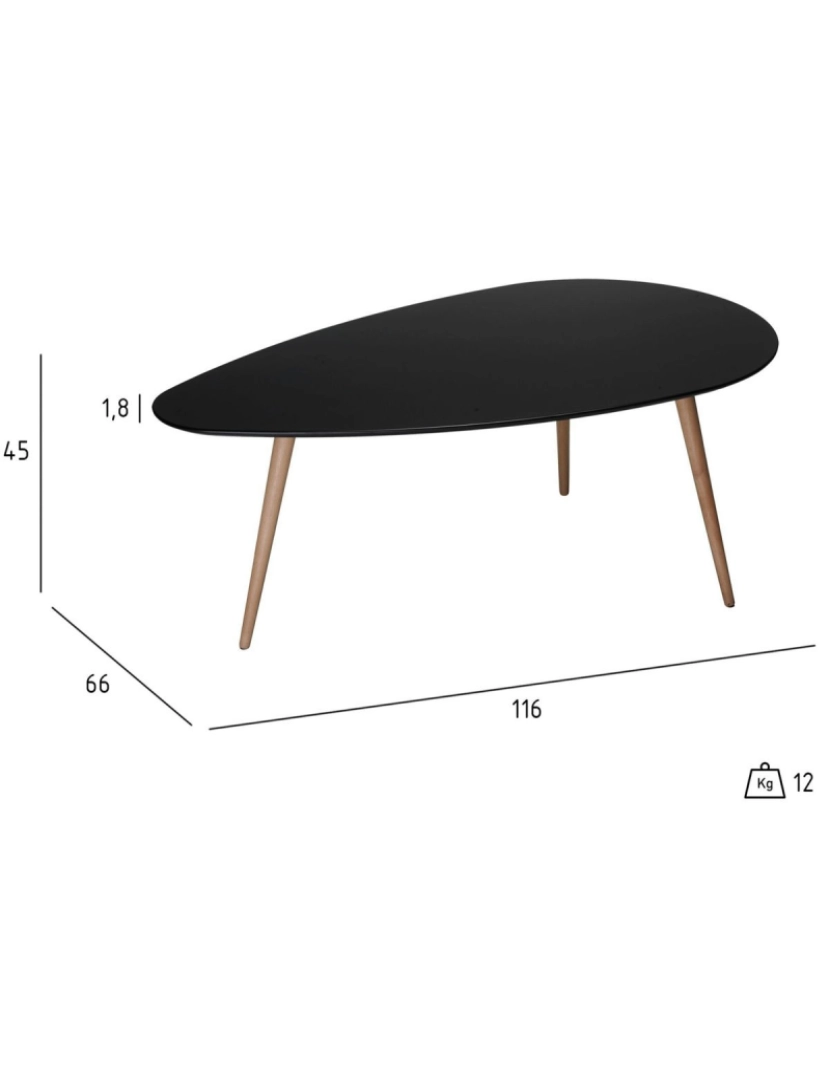 imagem de Mesa Centro Fly Oval 116x66 cm Preto6