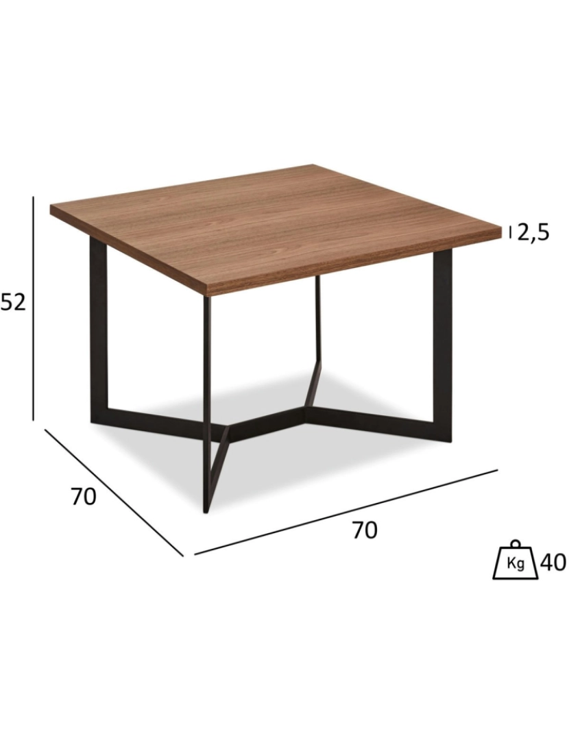 imagem de Mesa Centro Tokyo 70x70 cm nogueira7