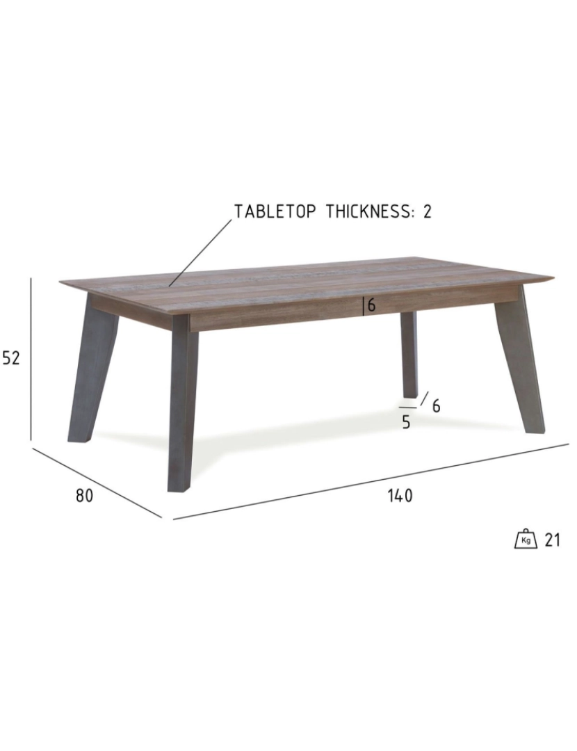 imagem de Mesa Centro Malaga 140x80 cm Acácia6