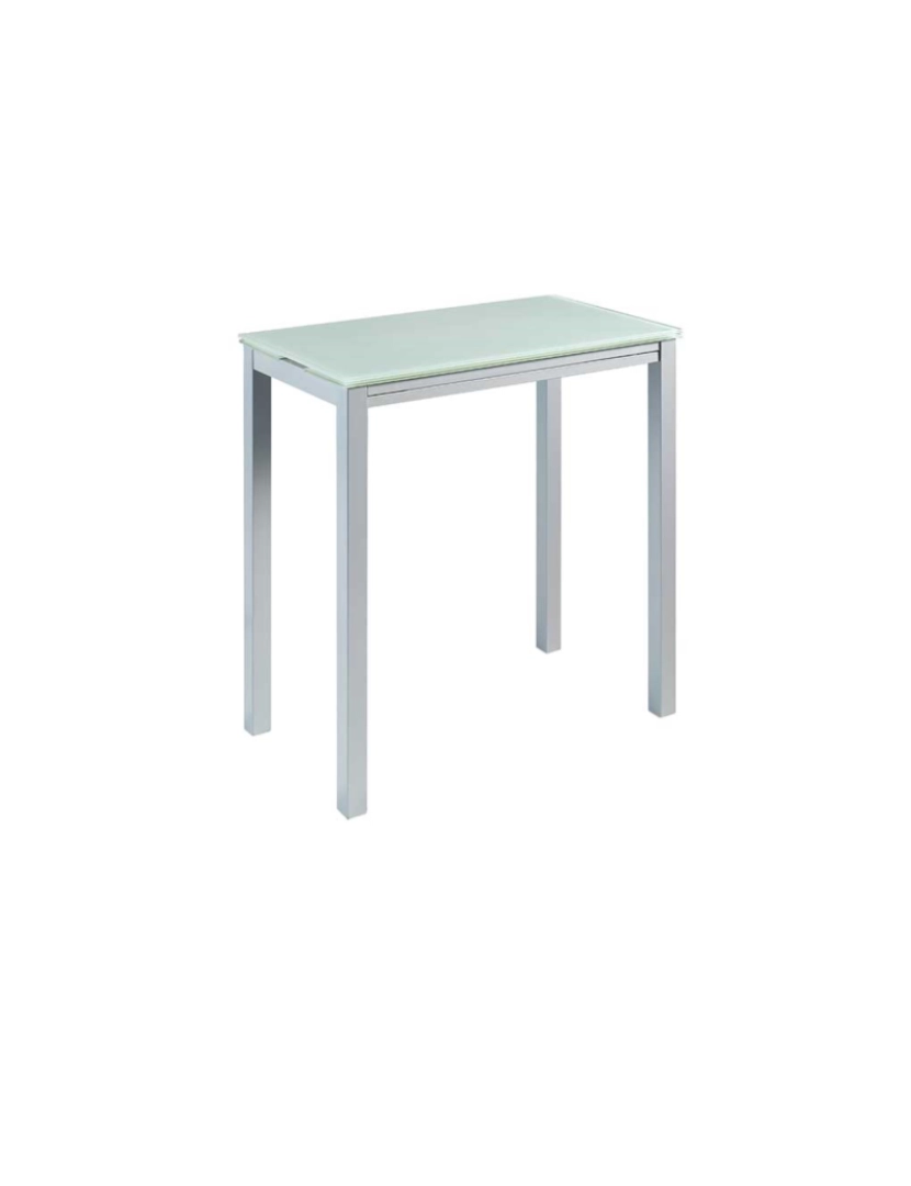 imagem de Mesa alta extensível LEIRIA vidro branco e patas metal mate1