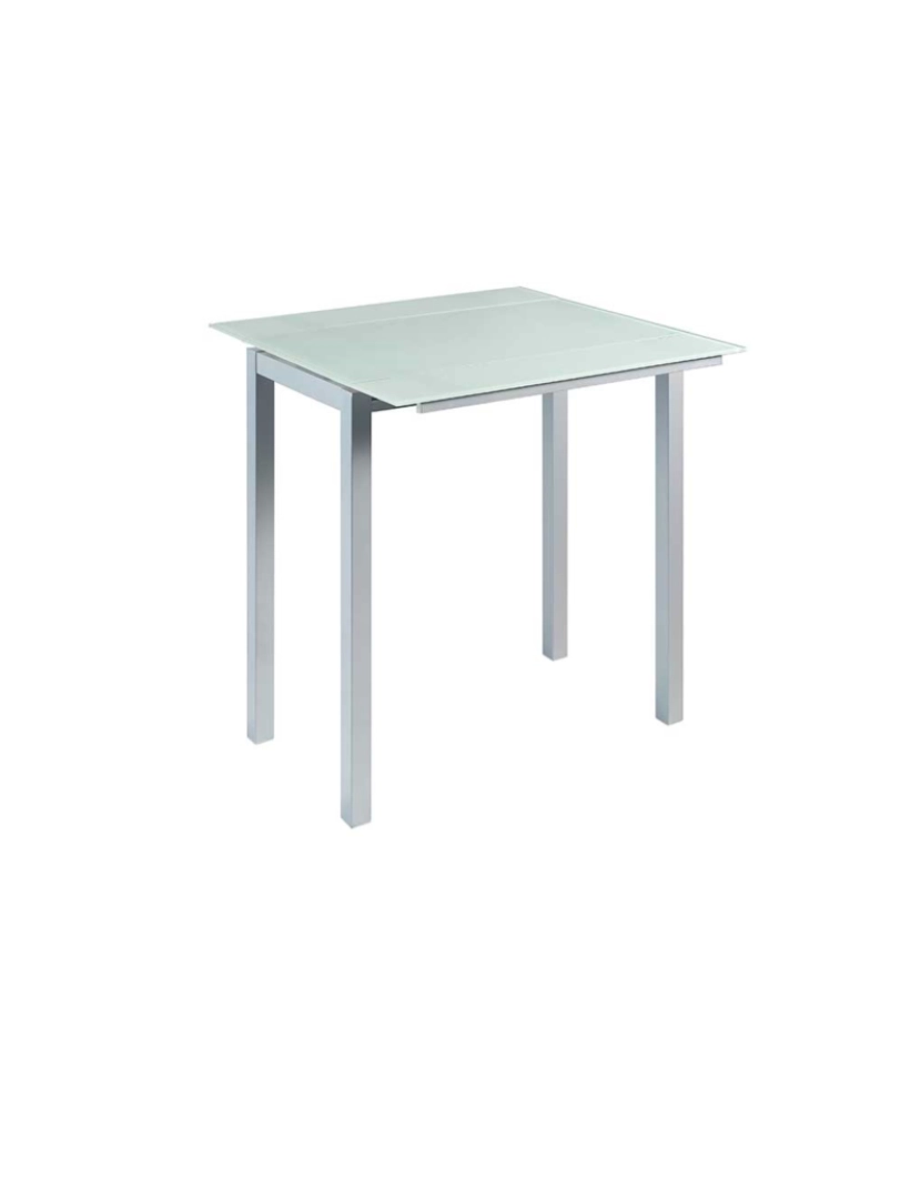 imagem de Mesa alta extensível LEIRIA vidro branco e patas metal mate2